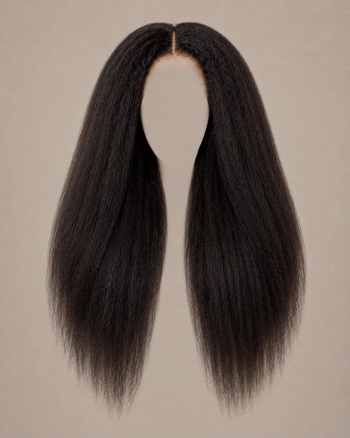 Kinky Straight floating wig front view